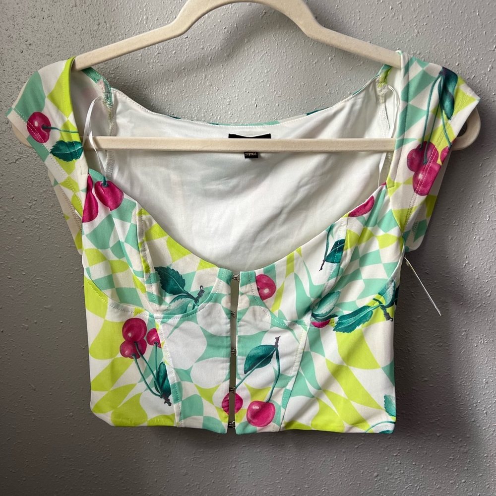 AFRM Bradlee Corset Top in Mint Cherry Size Small New - Picture 2 of 7
